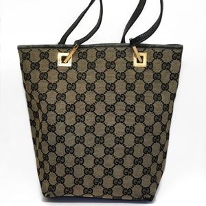 GUCCI Vintage Small Brown Gg Canvas Tote